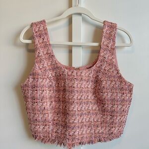 Walter Baker Pink Tweed Crop Top